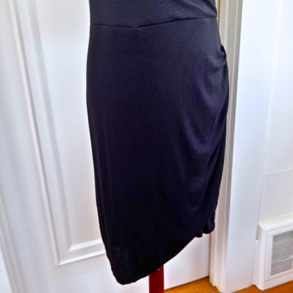 GOLDRAY Black Knit Asymmetrical Surplice Dress Size M - Picture 4 of 8